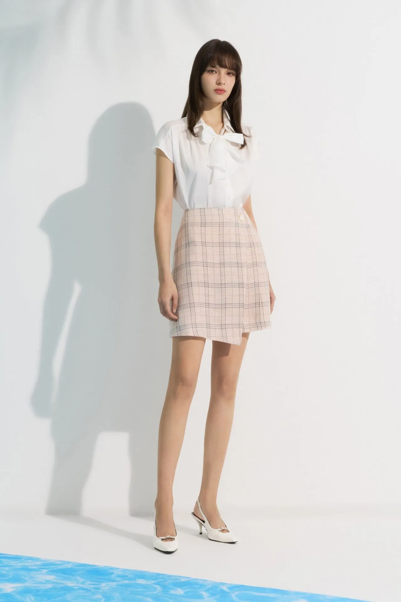 A-Line Wrapped Skirt in  Plaid Checks