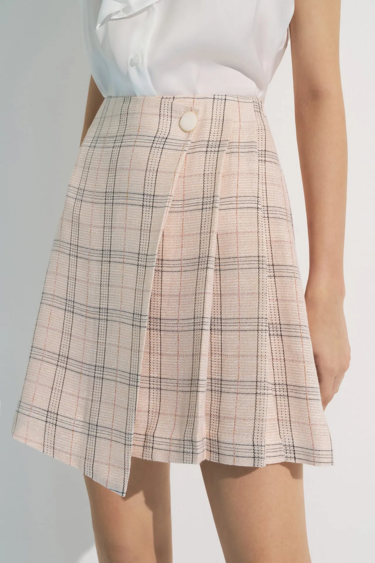 A-Line Wrapped Skirt in  Plaid Checks