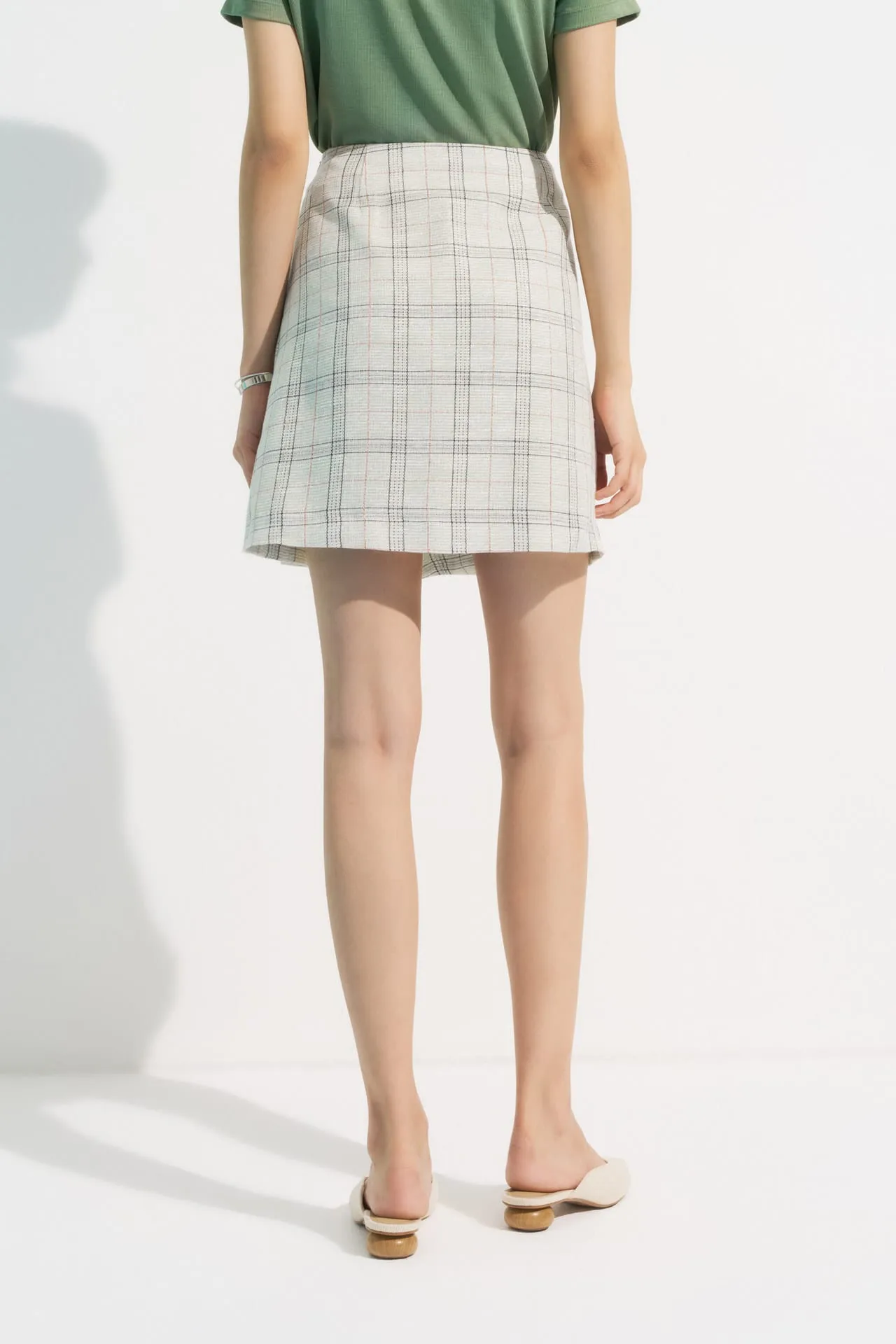 A-Line Wrapped Skirt in  Plaid Checks