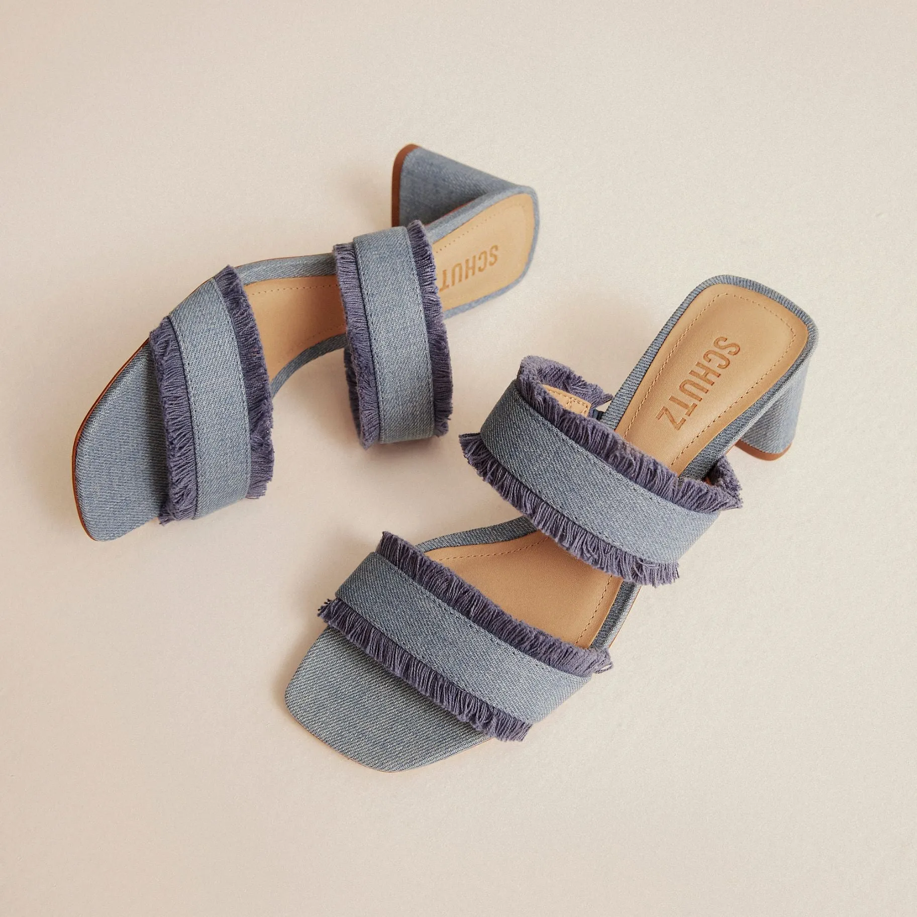 Amely Mid Block Denim Sandal