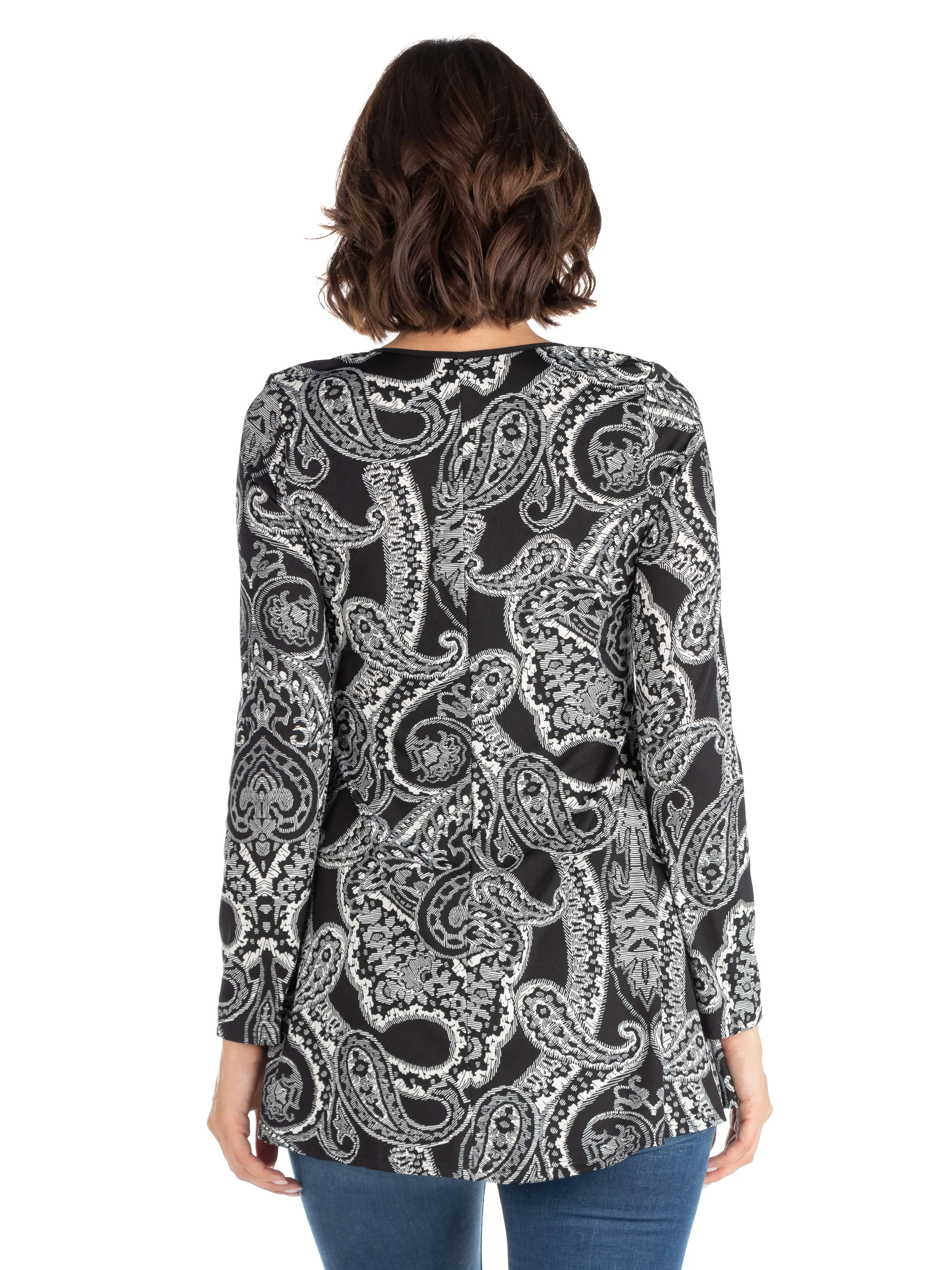 Black Paisley Long Sleeve Tunic Top