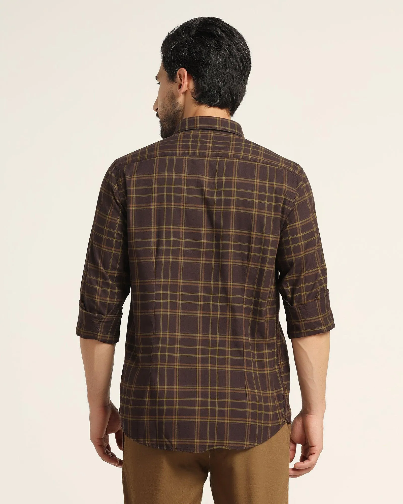 Casual Brown Check Shirt - Volta