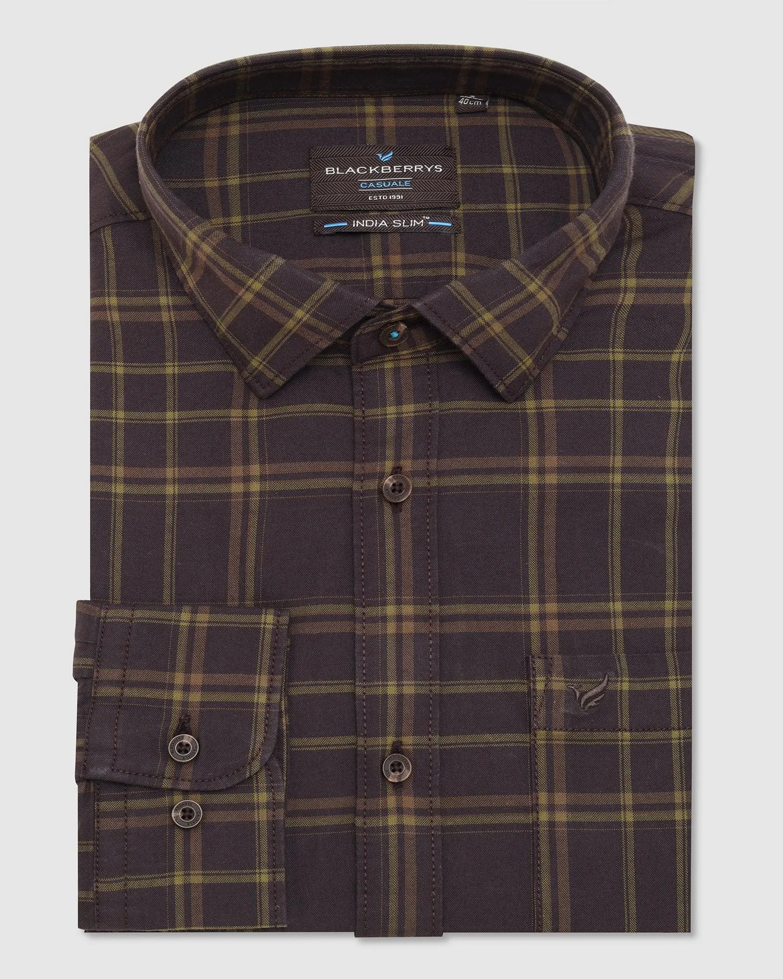 Casual Brown Check Shirt - Volta