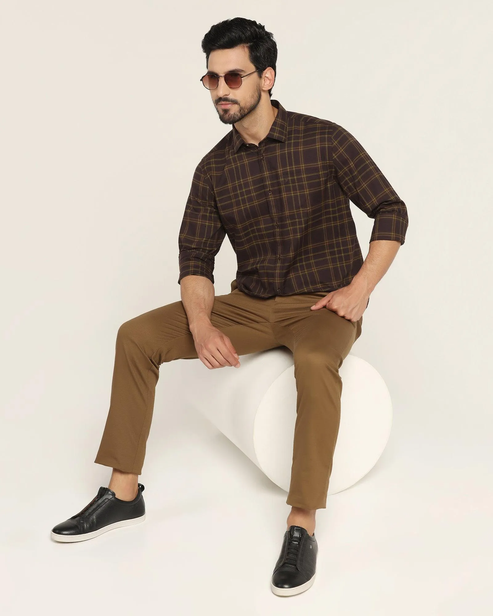 Casual Brown Check Shirt - Volta