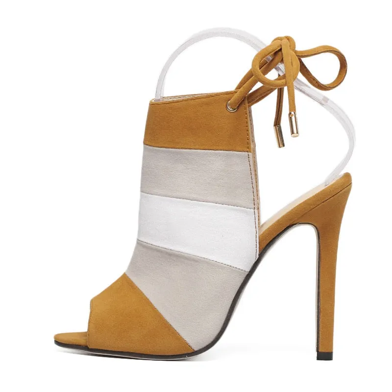 Color Block Open Toe High Heel Sandals