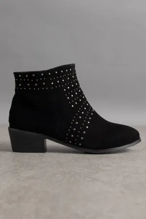 Daisy Street Studded Black Heeled Ankle Boots