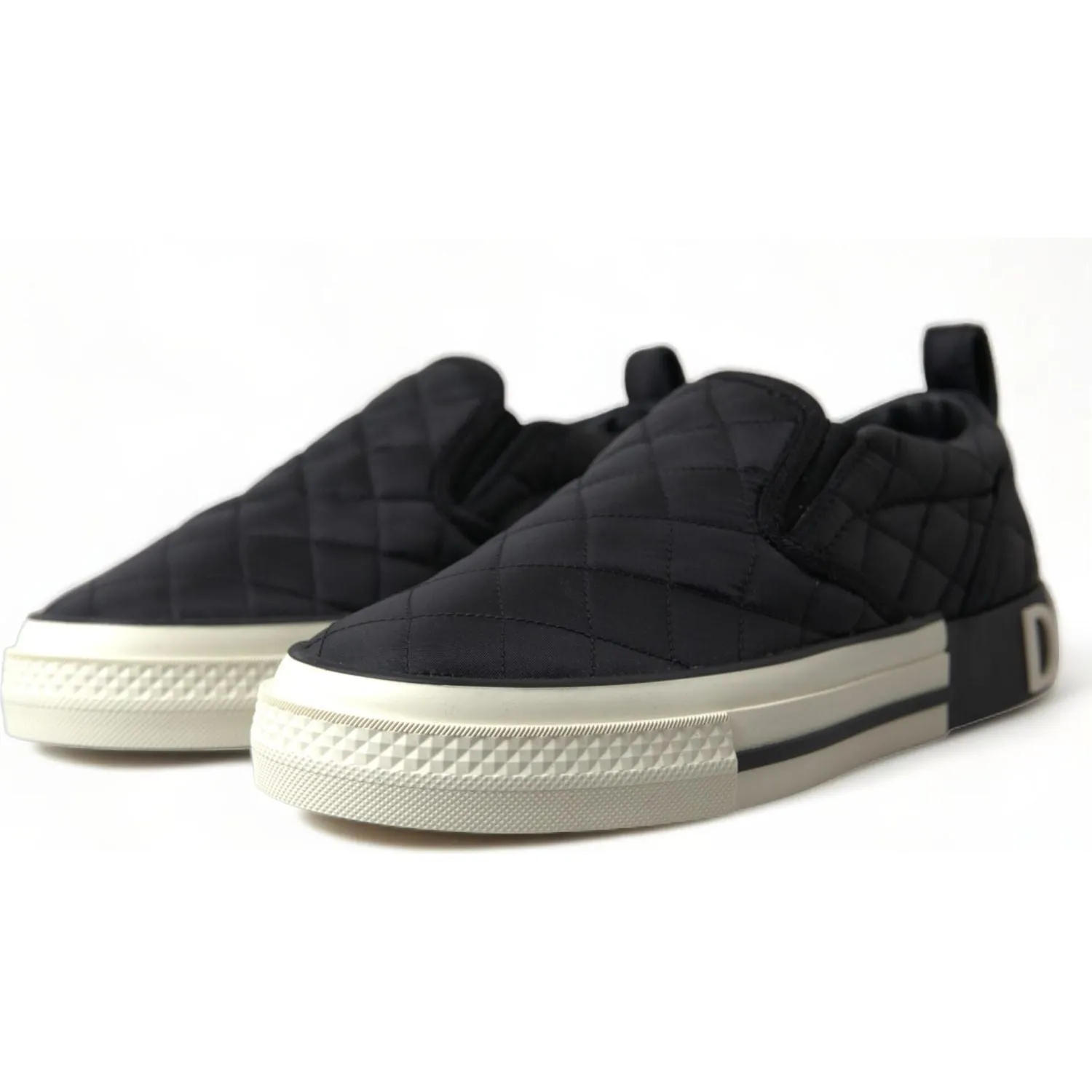 Dolce & Gabbana Elegant Quilted Black Canvas Sneakers