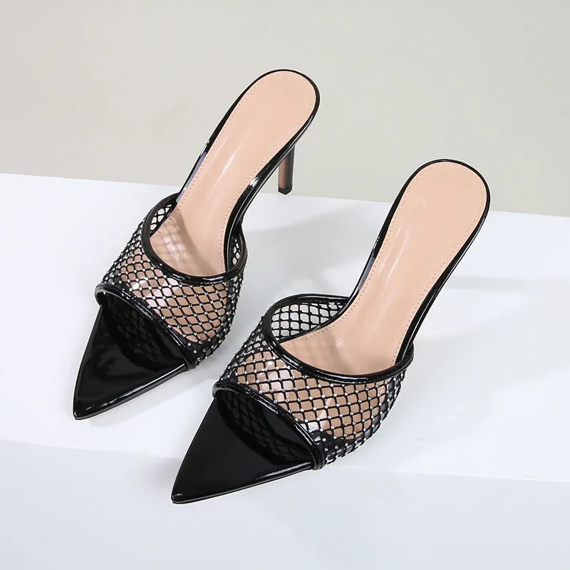 Elegant French Style Crystal High Heel Sandals