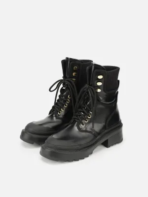 EP YAYING Urban Combat Boots In Leather