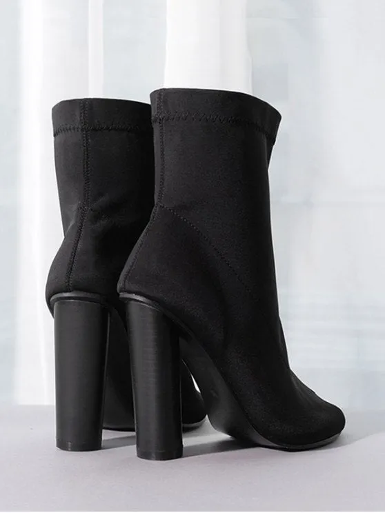 Fashion Chunky Heel Peep Toe Ankle Boots