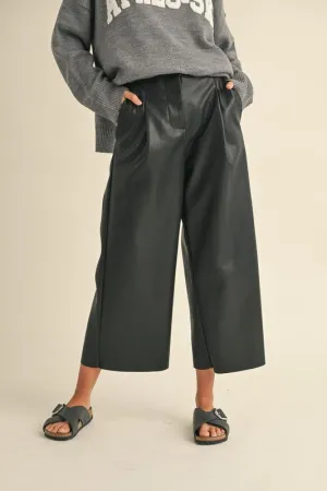 Faux Leather Wide Pants