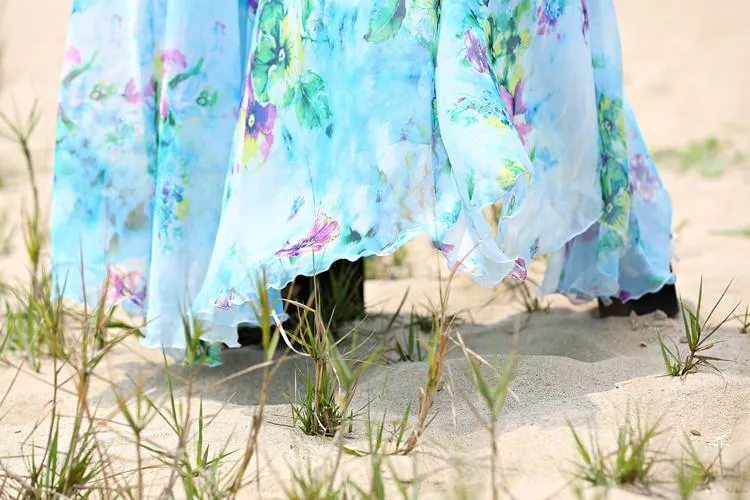 Floral and Flowy Chiffon Bohemian Prom Dress | Mandala