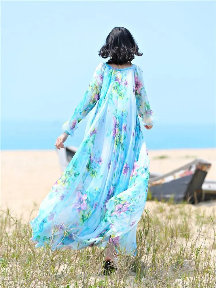 Floral and Flowy Chiffon Bohemian Prom Dress | Mandala