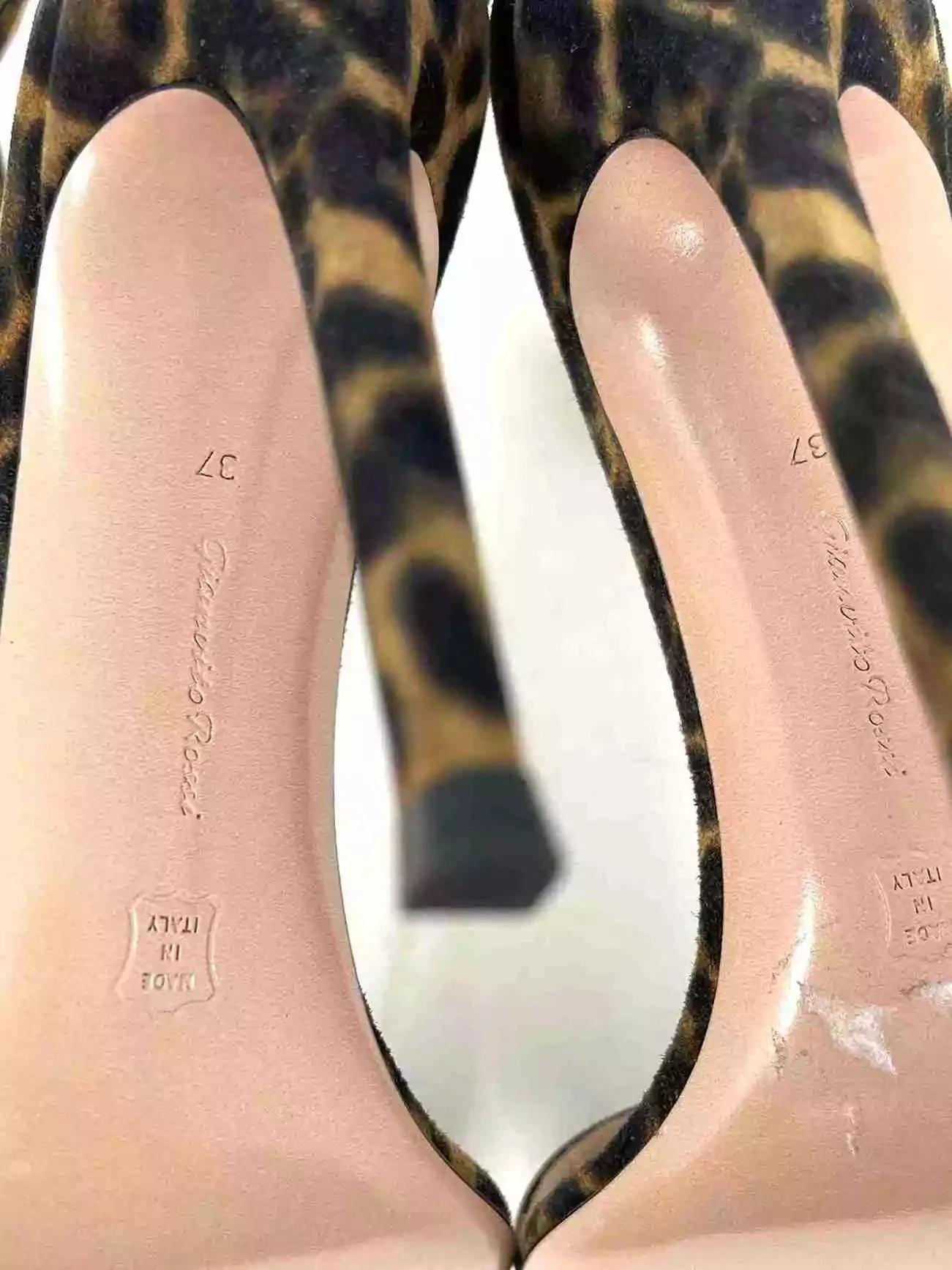 Gianvito Rossi Portofino Leopard Print Sandal Heels 37 UK 4