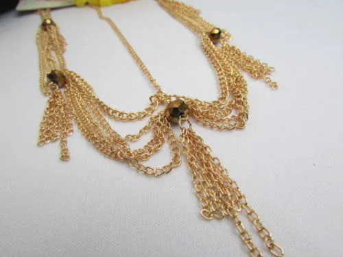 Gold Metal Head Chain Egyption Style Lightweight Beads