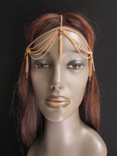 Gold Metal Head Chain Egyption Style Lightweight Beads