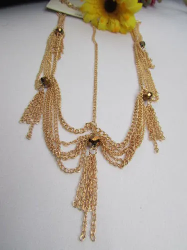 Gold Metal Head Chain Egyption Style Lightweight Beads