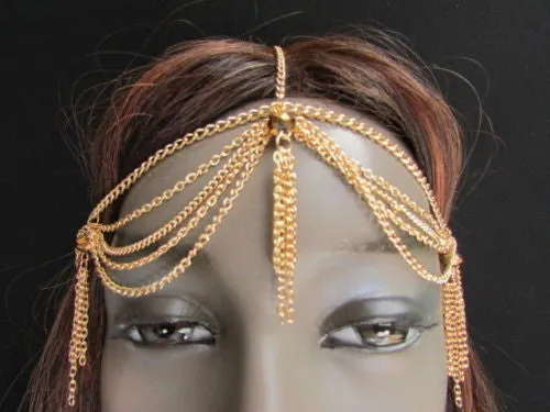 Gold Metal Head Chain Egyption Style Lightweight Beads