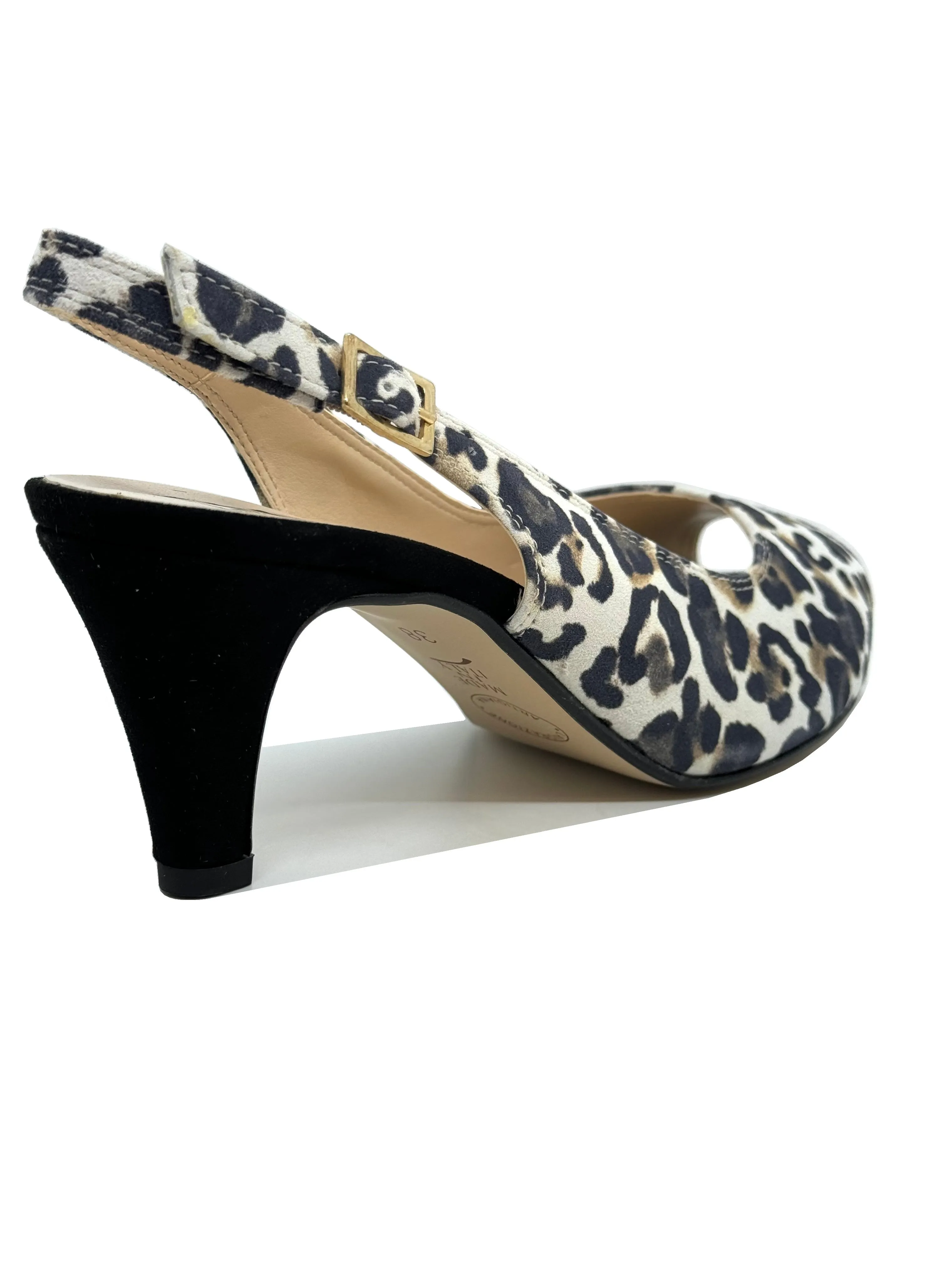 HB Italia Ladies Leopard Print Peep Toe Sling Back