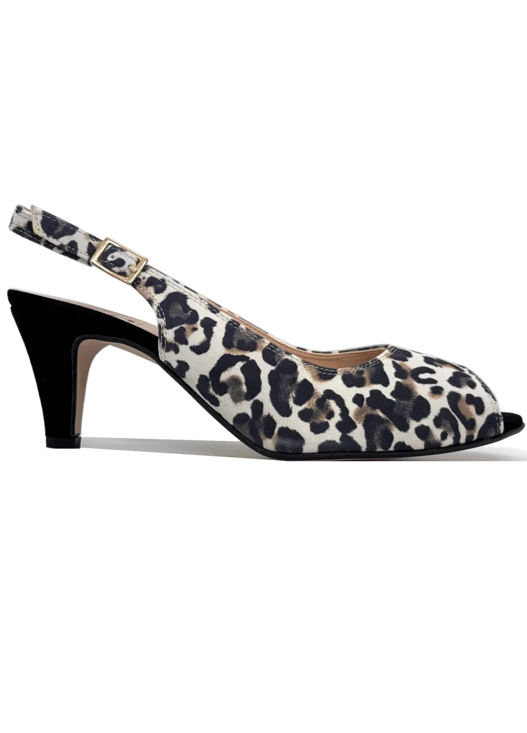 HB Italia Ladies Leopard Print Peep Toe Sling Back