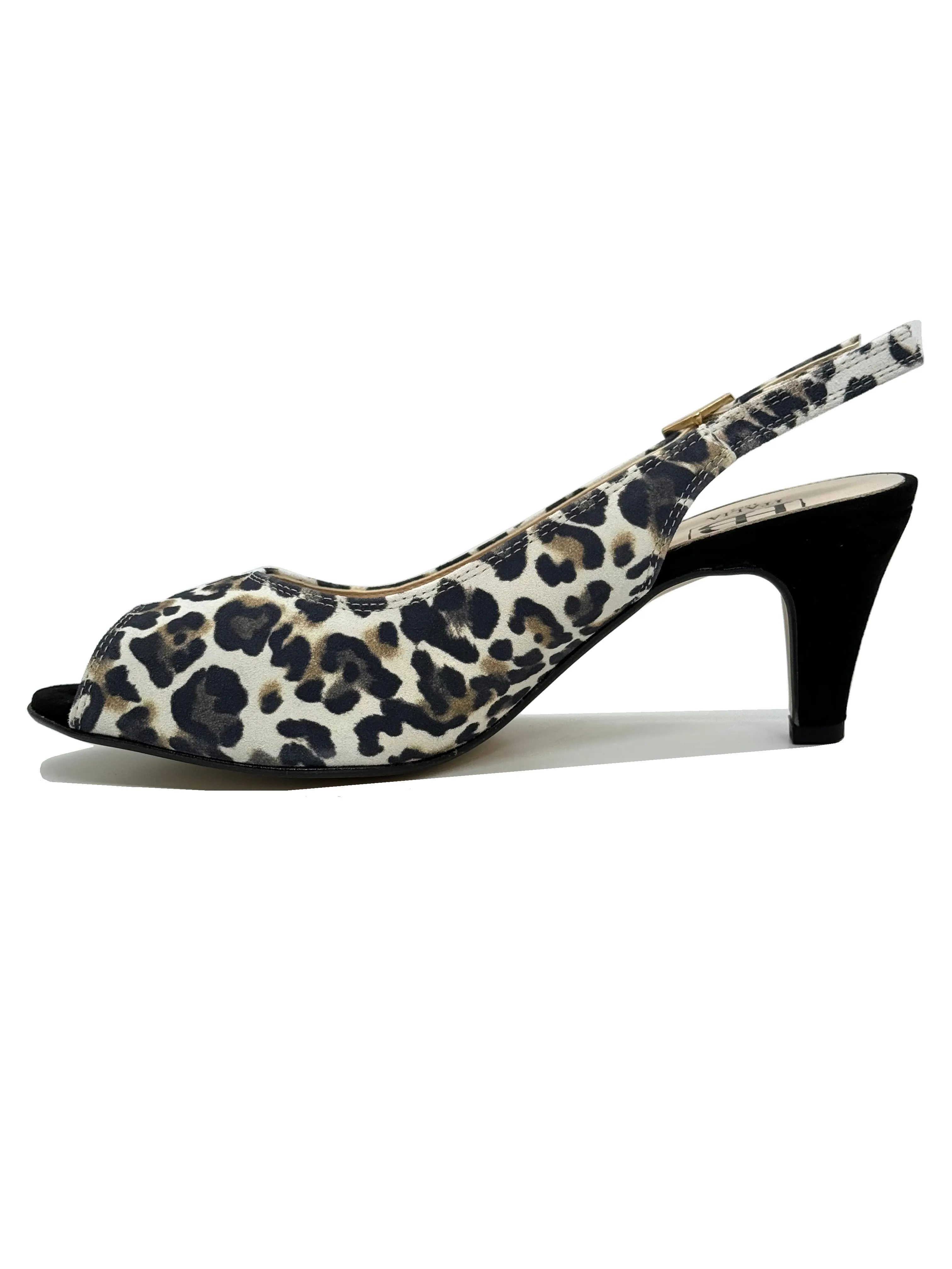 HB Italia Ladies Leopard Print Peep Toe Sling Back