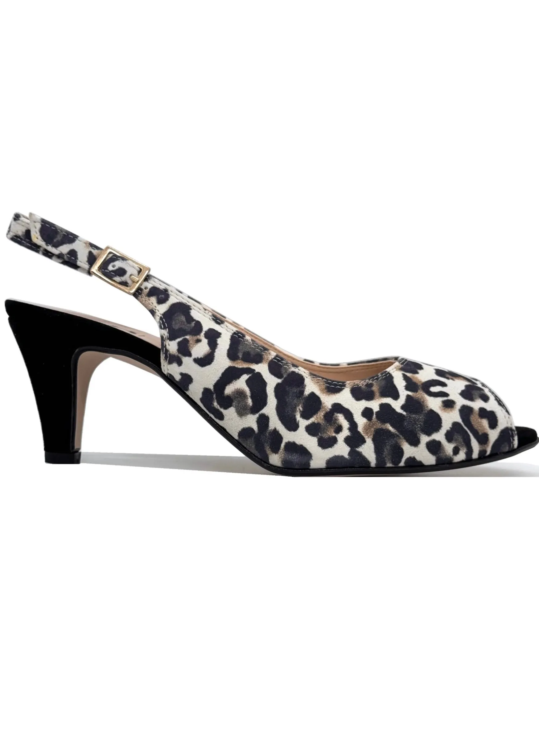 HB Italia Ladies Leopard Print Peep Toe Sling Back