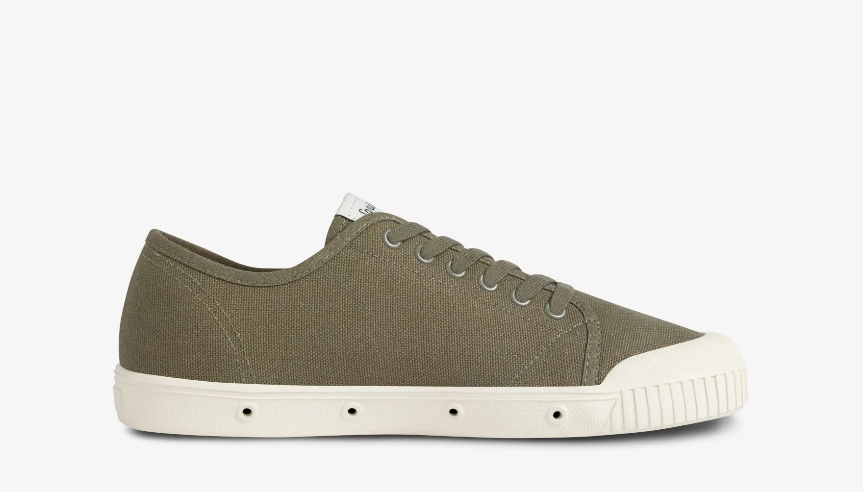 Low Top Canvas Trainers in Olive