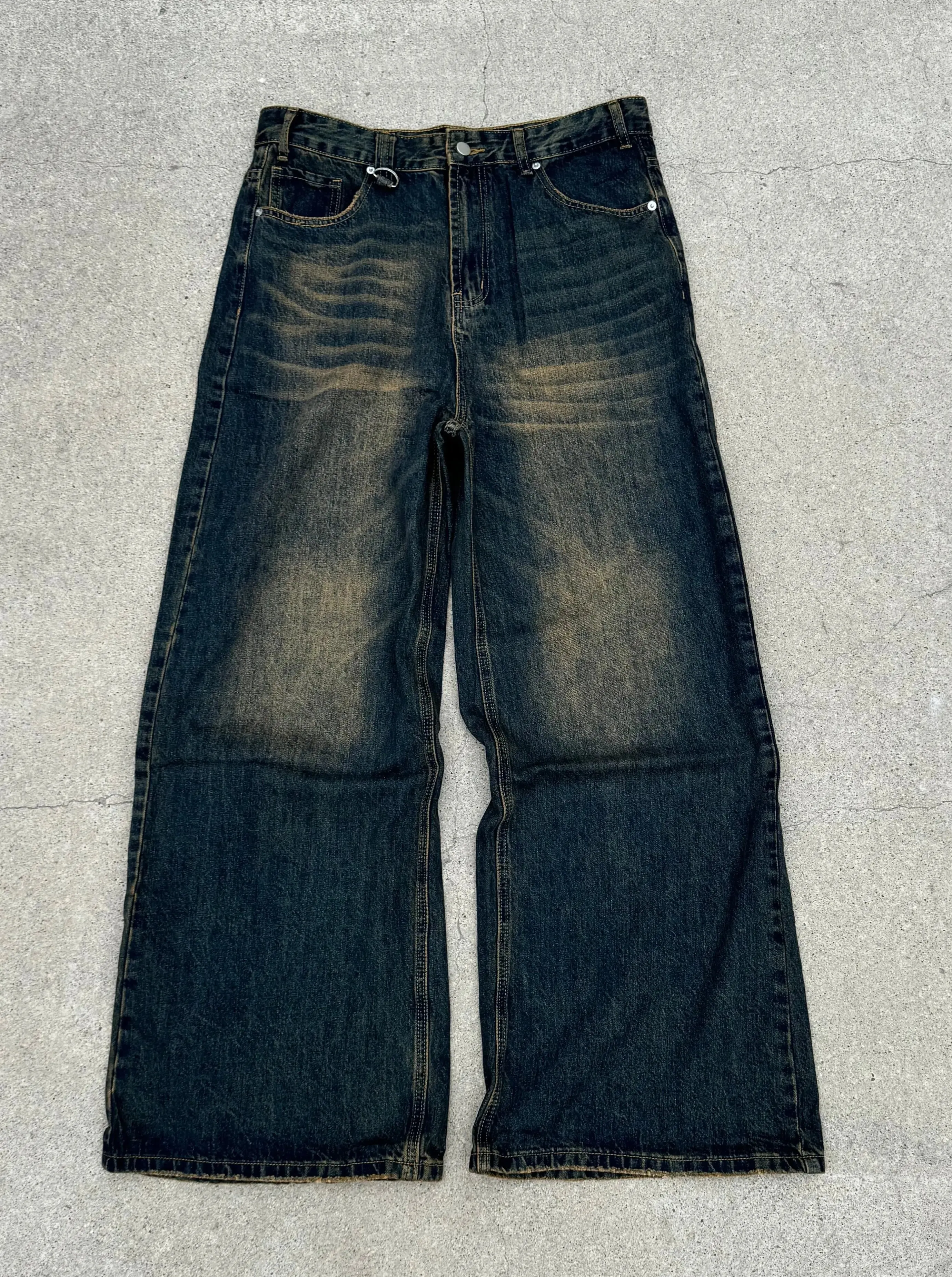 Navy Blue Desert Wash Baggy Jeans