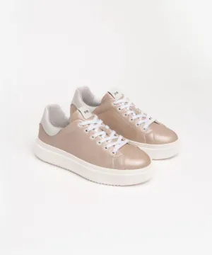 NERO GIARDINI LEATHER PLATFORM TRAINERS