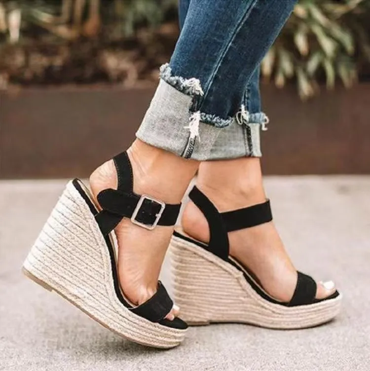 Open Toe High Heel Wedge Sandals