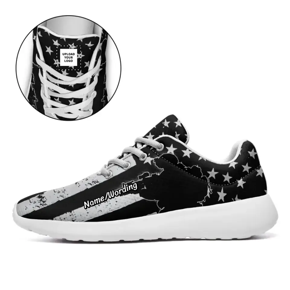 Personalized Patriotic Sneakers, Custom Mesh Breathable Shoes, USA Flag Shoes