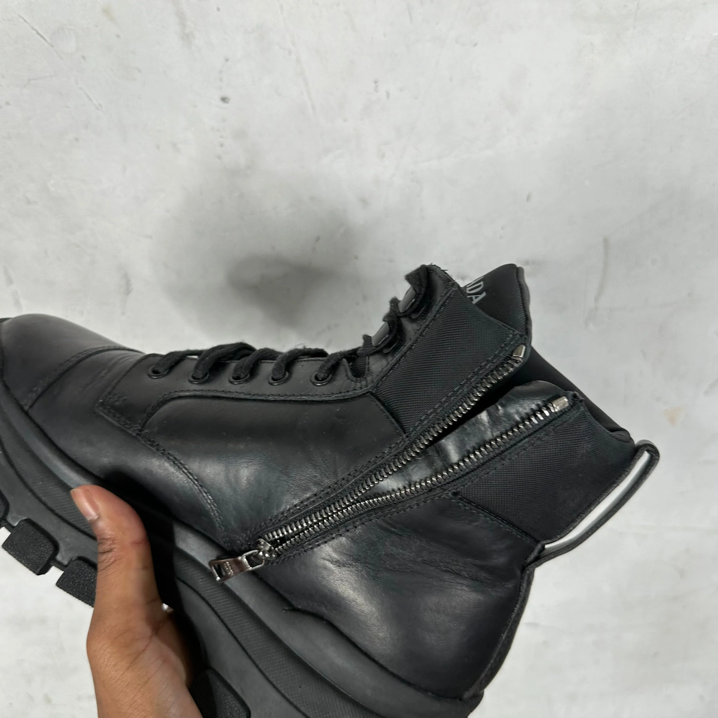 PRADA Leather Hiking Boots