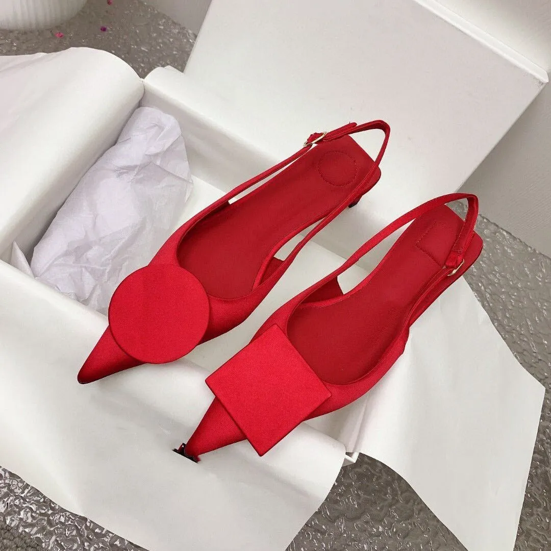 Pre Order:  Pointed Toe Slim Heel Buckle Strap Sandals