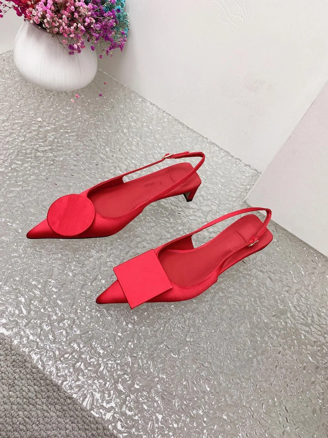 Pre Order:  Pointed Toe Slim Heel Buckle Strap Sandals