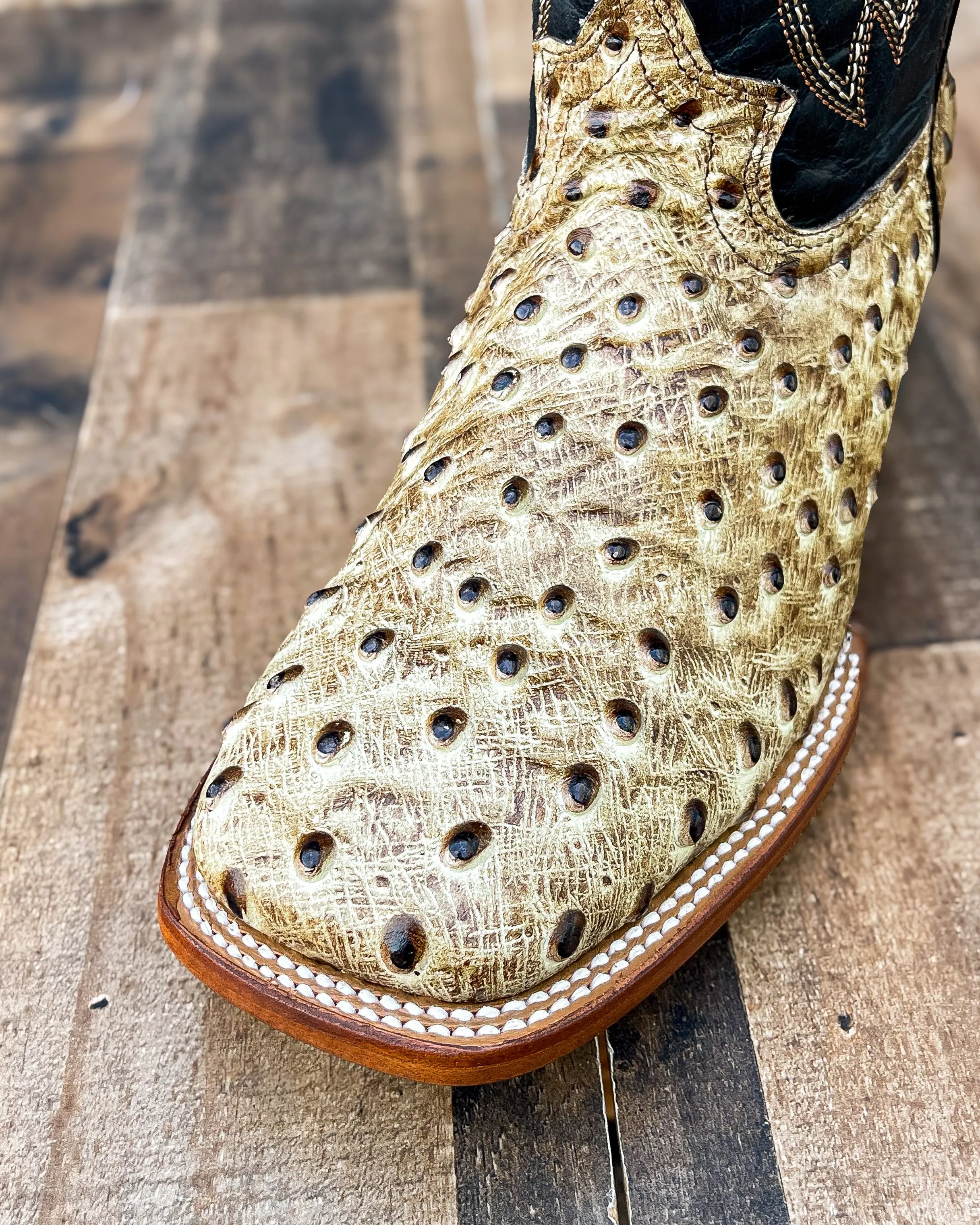 " DESERT"OSTRICH | MEN SQUARE TOE WESTERN COWBOY BOOTS