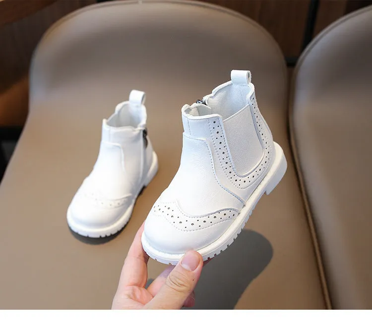 SELF DESIGN ZIP-UP ANKLE LENGTH WINTER BOOTS - WHITE