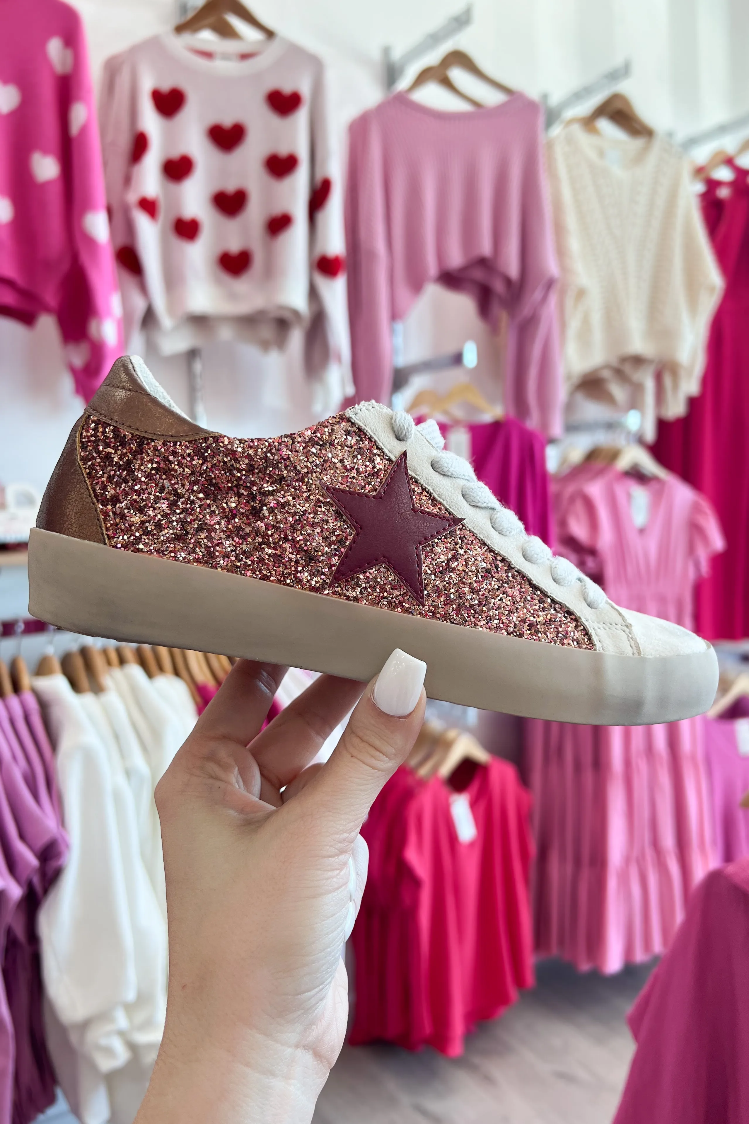 Shu Shop Paula Sneakers (Rose Gold Glitter)