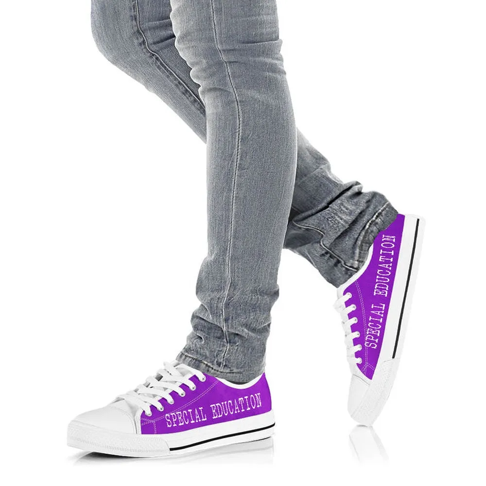 Special Education Strong Purple White Shoes, Teacher Shoes, Low Top Sneakers