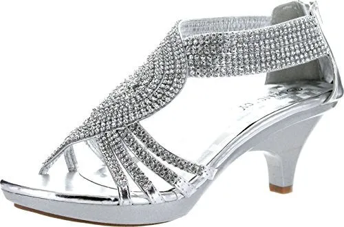 V-Luxury Womens 32-ANGEL37 Open Toe Med Heel Wedding Sandal Shoes