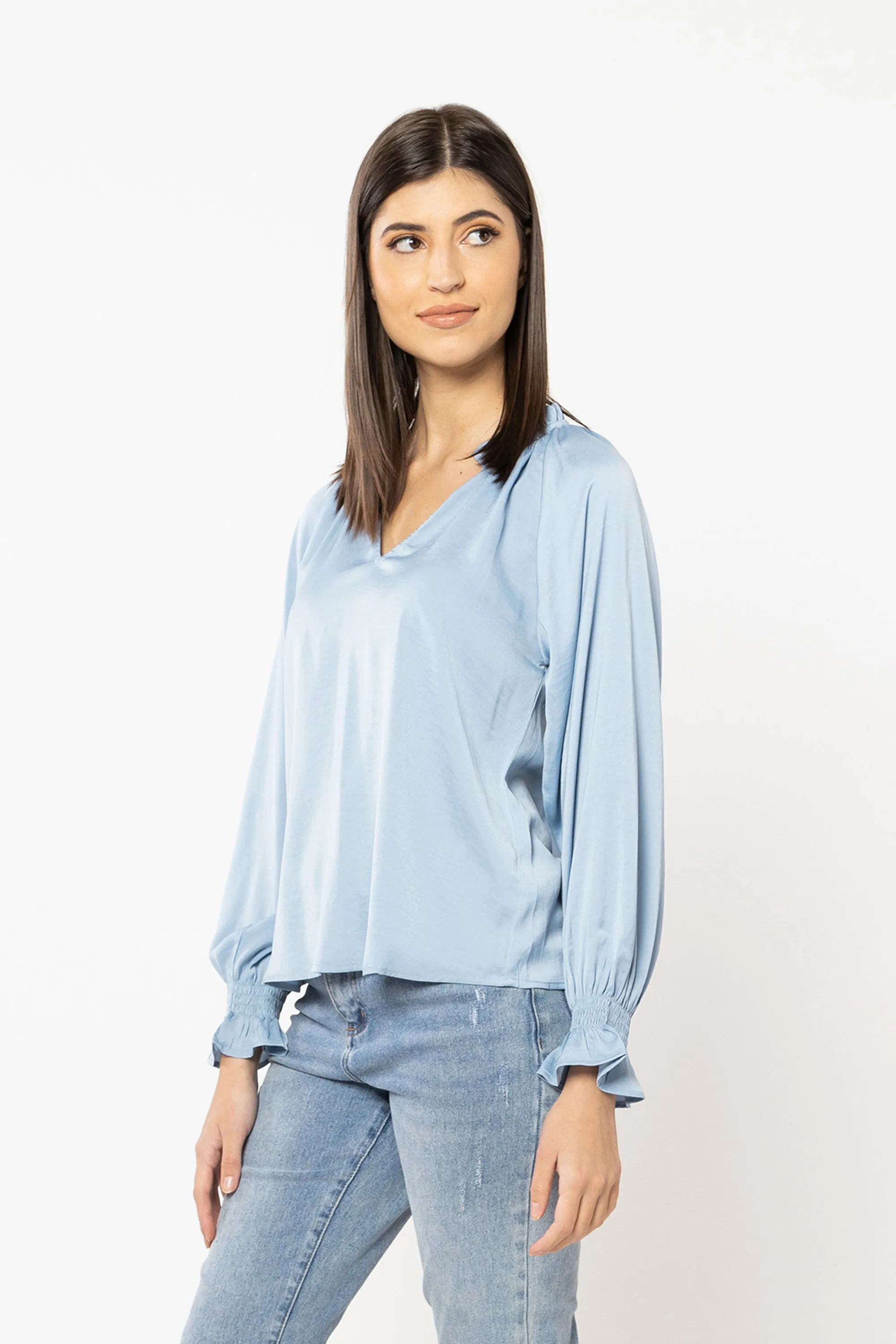 V Neck Frill Top