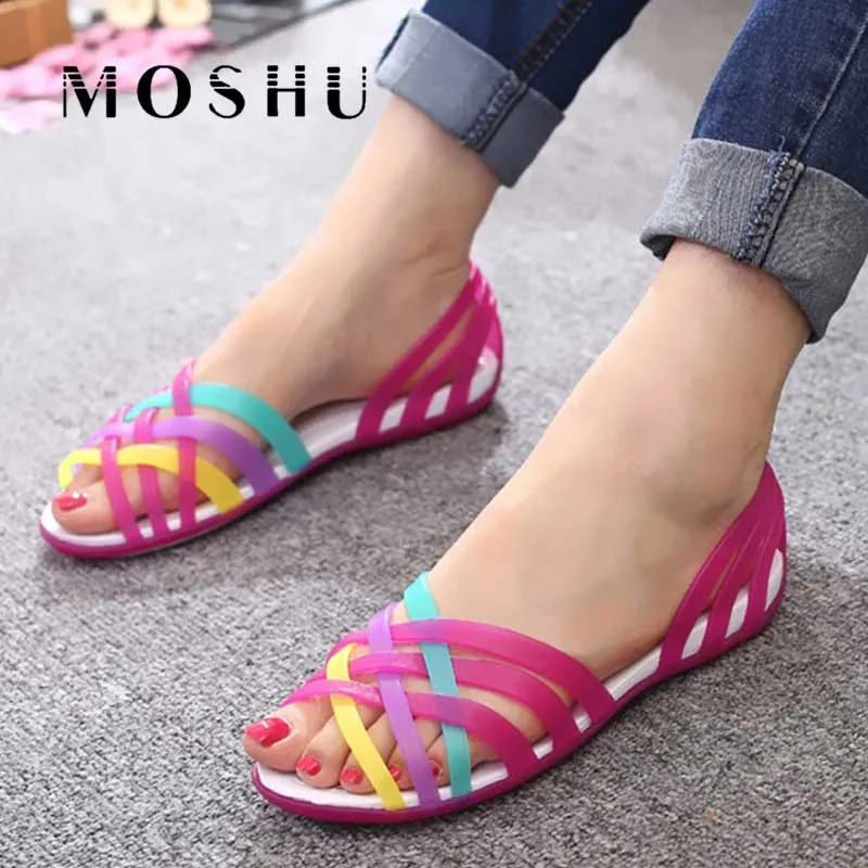 Women Sandals Jelly Shoes Peep Toe Summer Beach Shoes