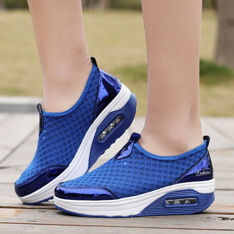 Women's breathable cushion platform casual tennis sneakers