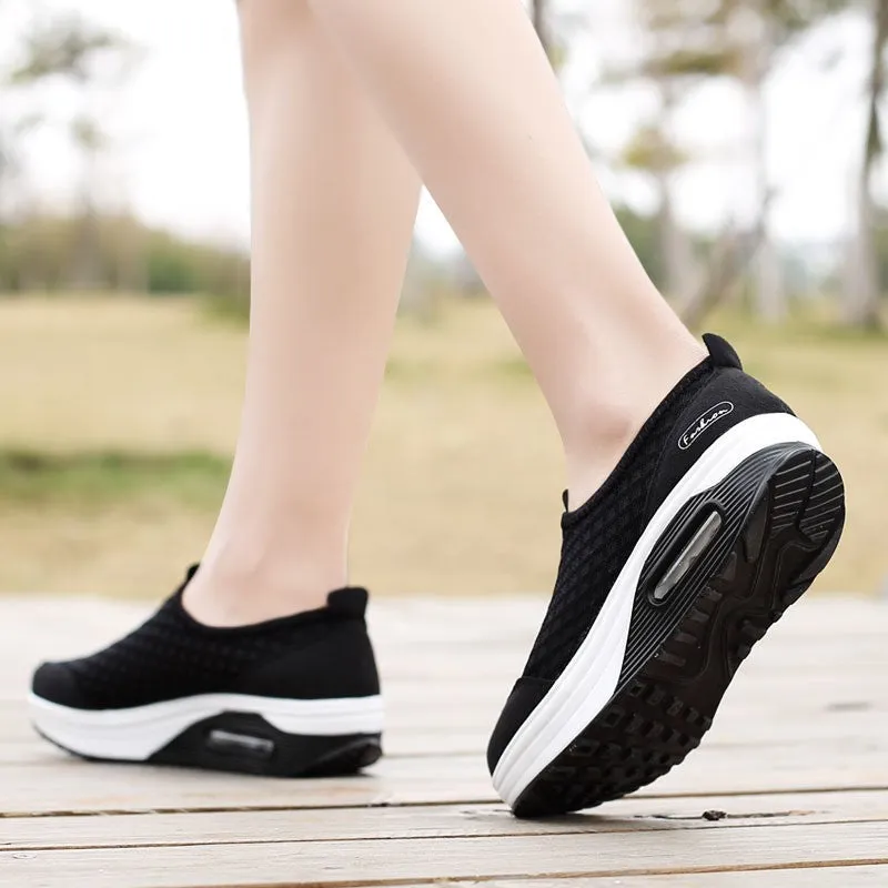 Women's breathable cushion platform casual tennis sneakers