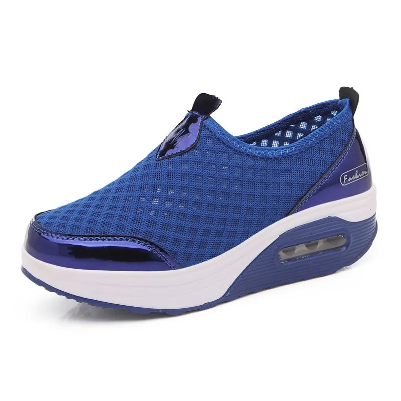 Women's breathable cushion platform casual tennis sneakers