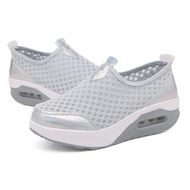 Women's breathable cushion platform casual tennis sneakers