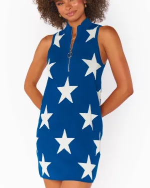 Zoe Zip Dress Navy Stars Knit